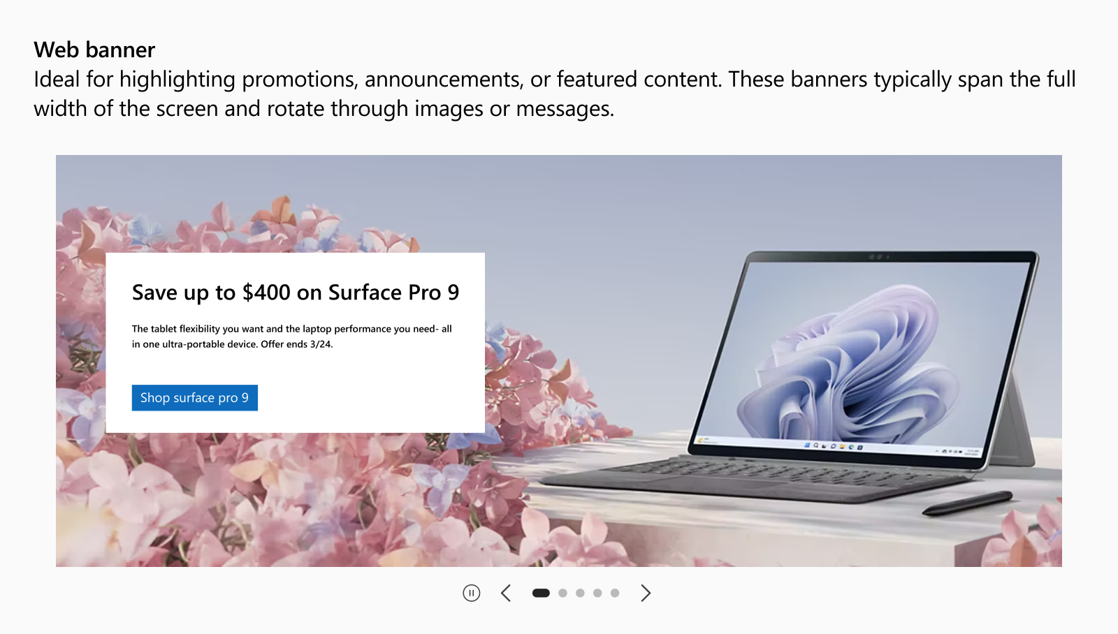 Web banner layout