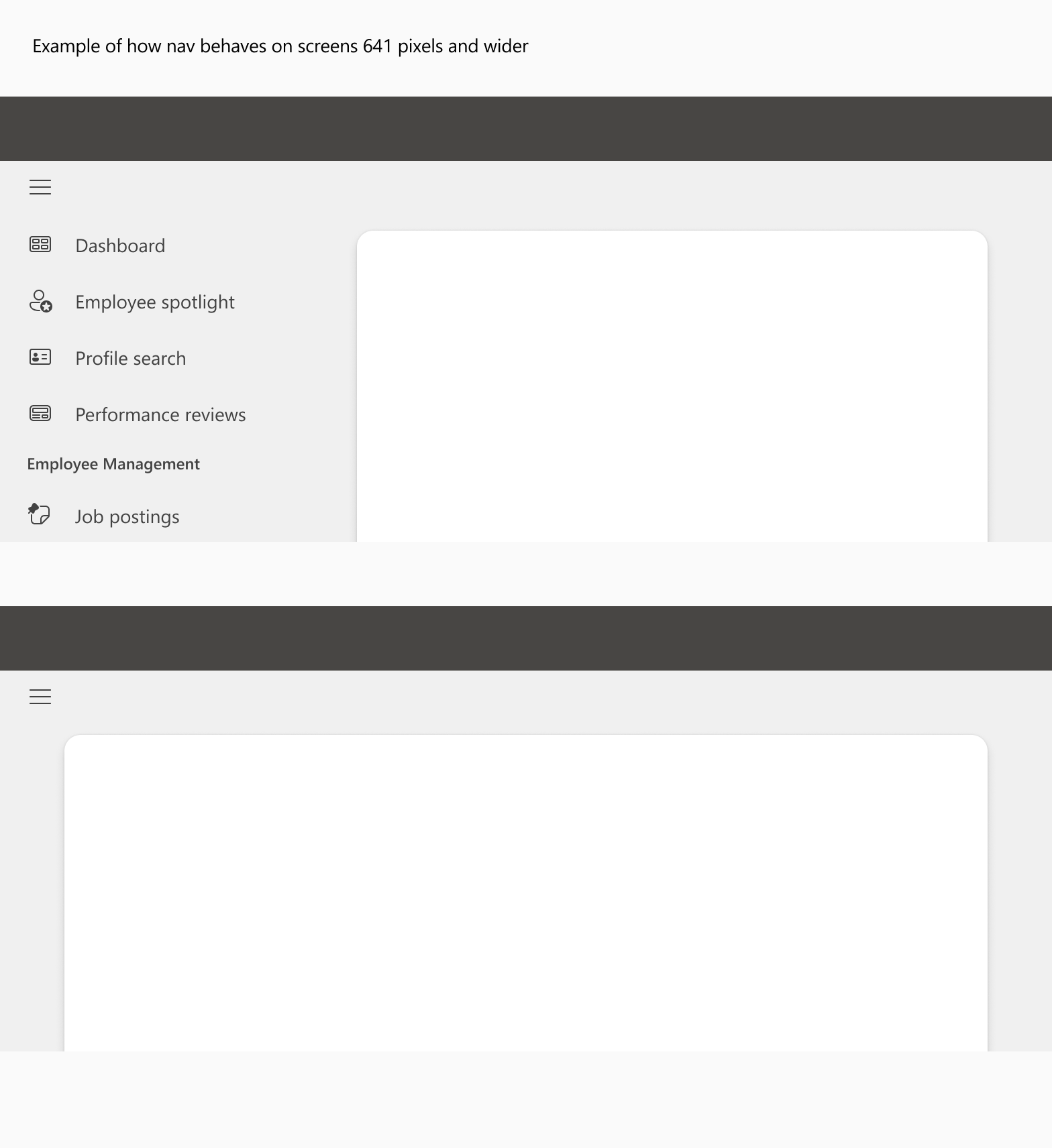 Example of how nav behaves on screens 641 pixels and wider