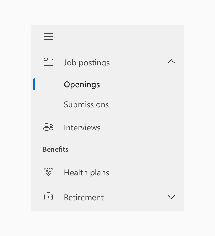 Selection indicator on a sub-item