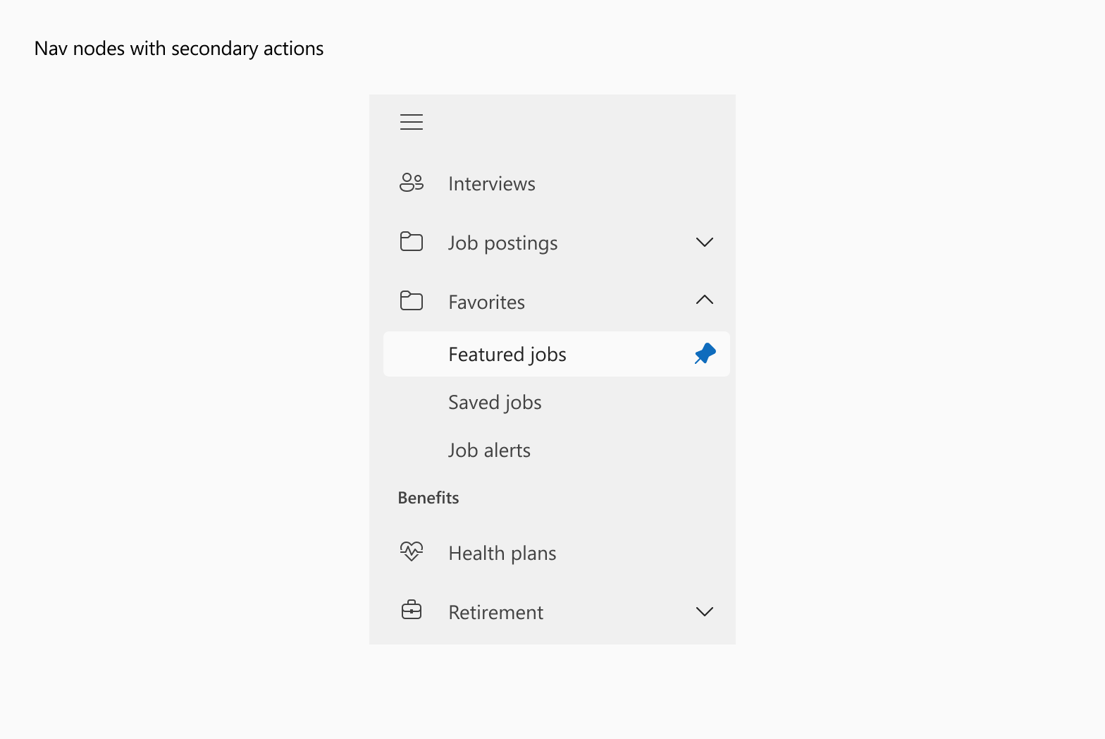 Nav nodes with secondary actions