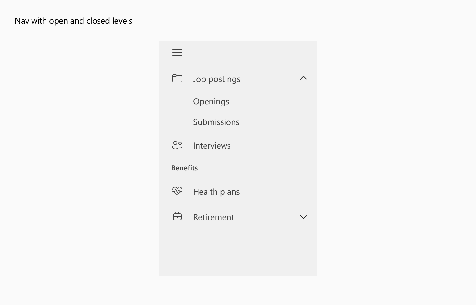 Nav with open and closed levels
